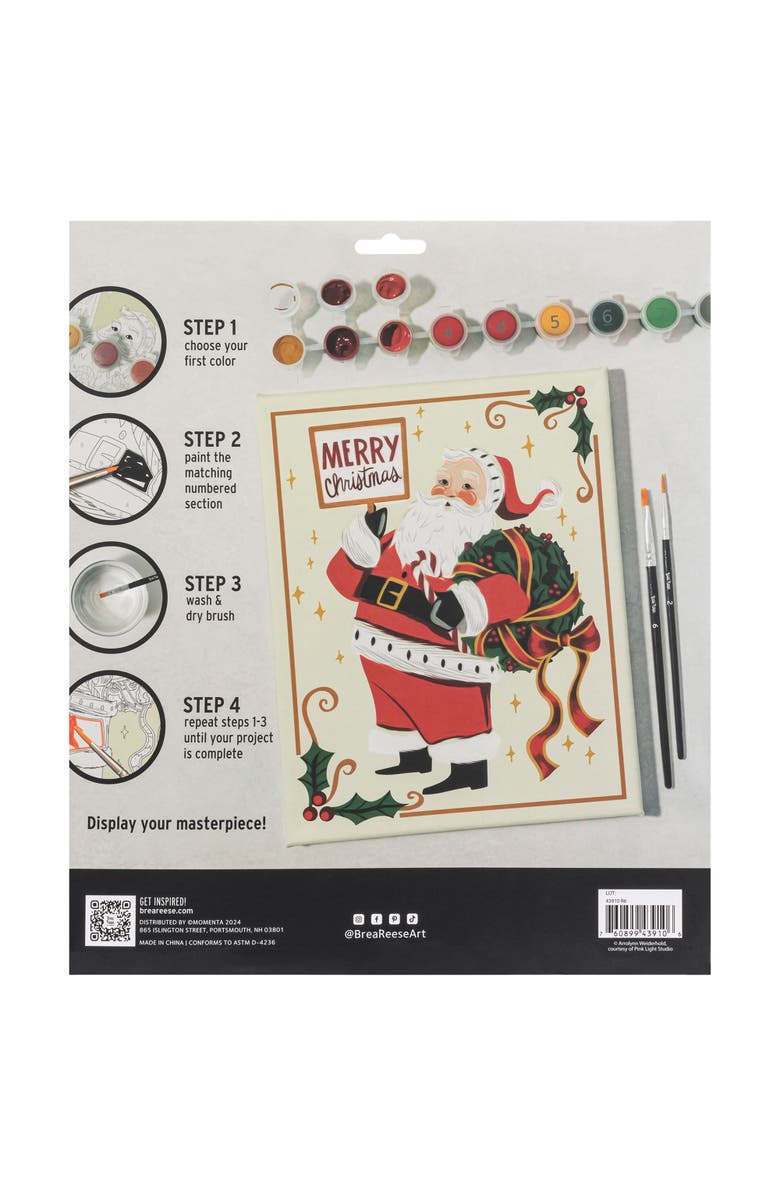 Brea Reese Acrylic Paint By Number Kit Santa, Alternate, color, Multicolored