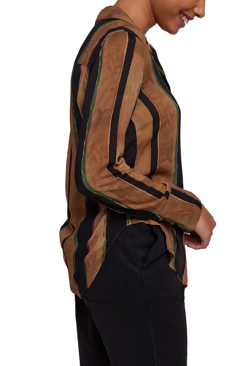 Hidden Placket Button Down Shirt, Alternate, color, GOLDEN STRIPES PRINT