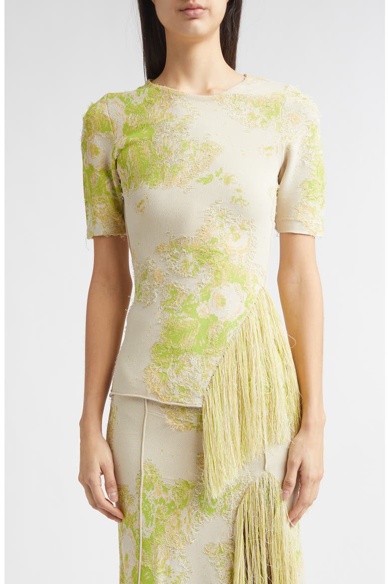 French Fray Short Sleeve Knit Top, Main, color, CHARTREUSE