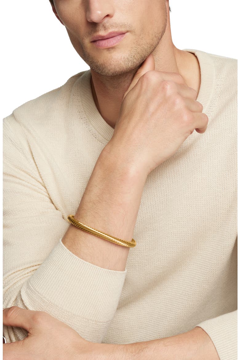 Men's Cable Cuff Bracelet in 18K Yellow Gold, 7mm, Alternate, color, 18K YELLOW GOLD