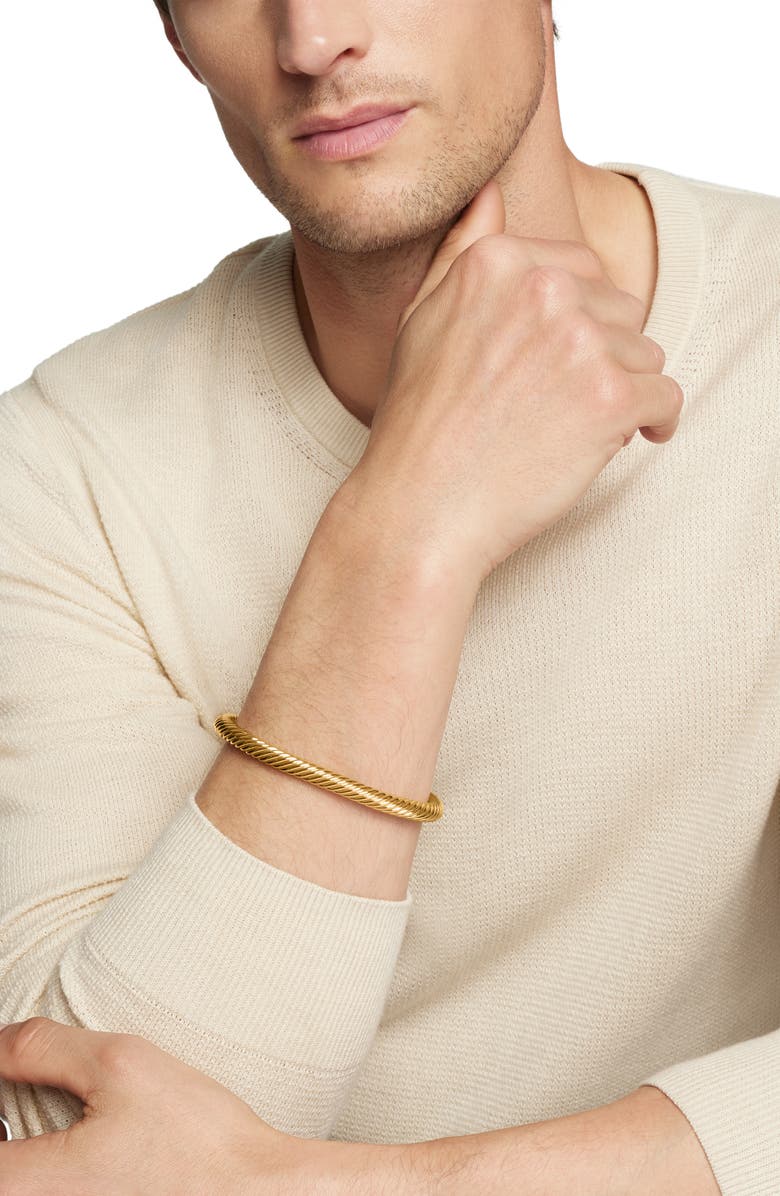 David Yurman Men's Cable Cuff Bracelet in 18K Yellow Gold, 7mm, Alternate, color, 18K Yellow Gold