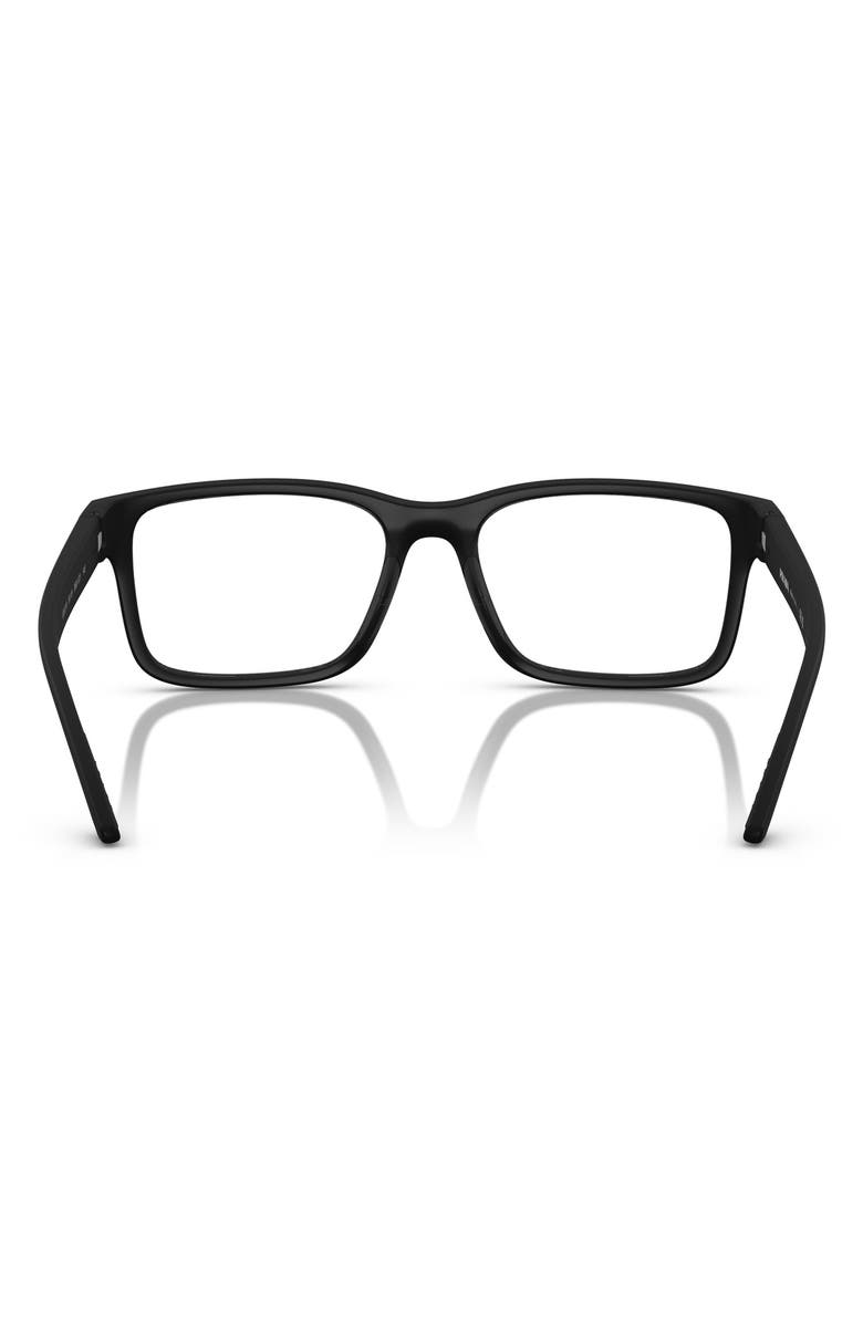 Prada Linea Rossa 56mm Rectangular Optical Glasses, Alternate, color, Rubber Black