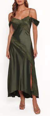 Petal & Pup Millen Lace Trim Cold Shoulder Maxi Dress