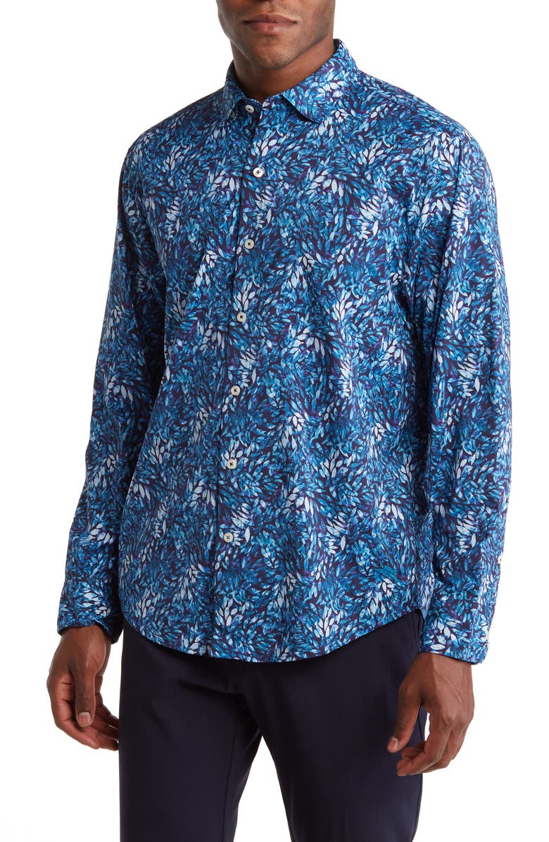 Tommy Bahama Siesta Key Azul Fronds IslandZone<sup>®</sup> Button-Up Shirt, Main, color,