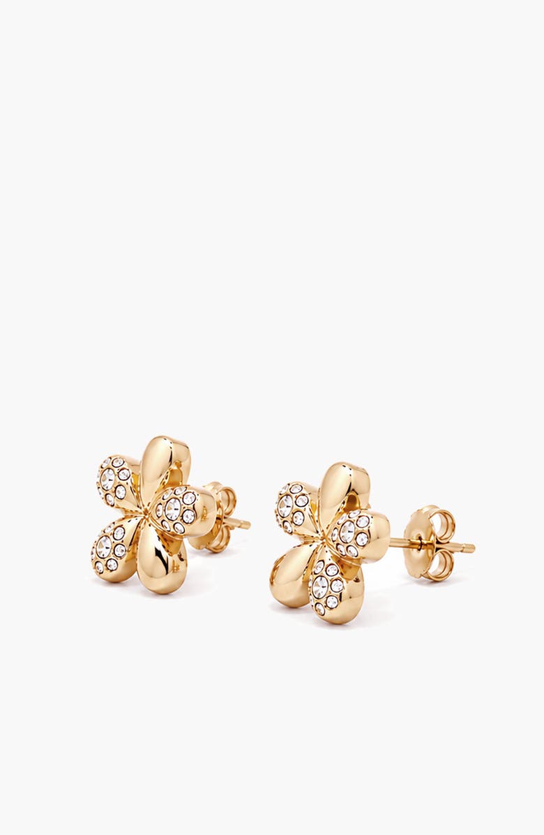YOJ Luna Mini Flower Crystal Stud Earring in Gold, Alternate, color, Gold