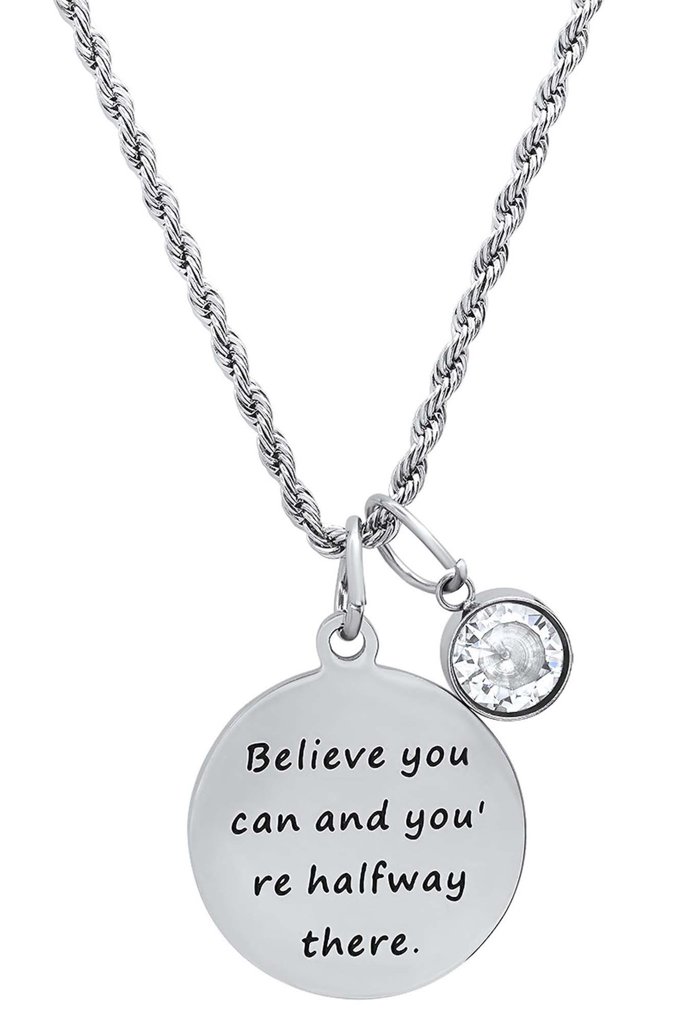Stainless Steel Inscribed Pendant Necklace