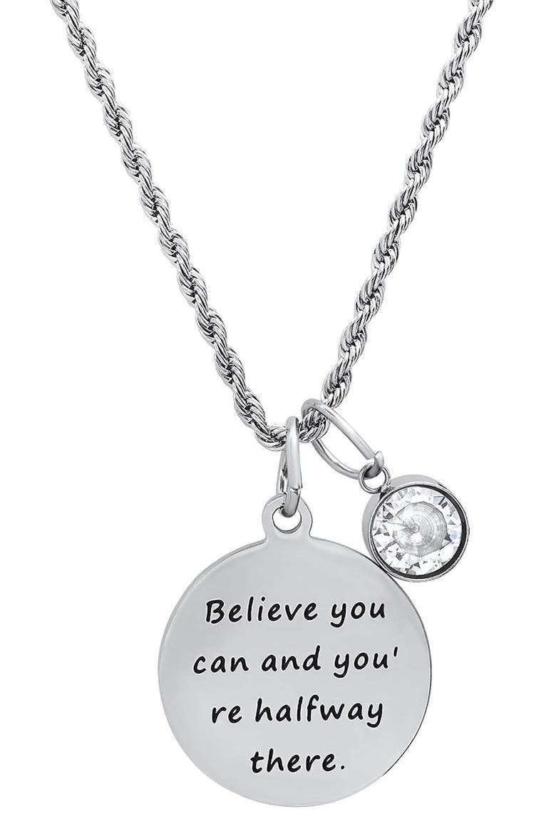 Stainless Steel Inscribed Pendant Necklace, Main, color, METALLIC