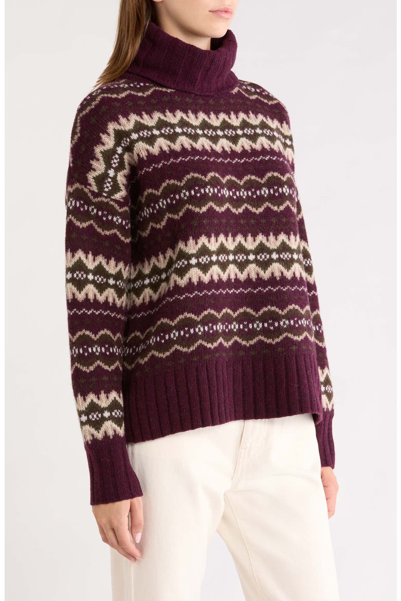 Helen Fair Isle Wool Blend Turtleneck Tunic Sweater, Alternate, color, FIG MULTI