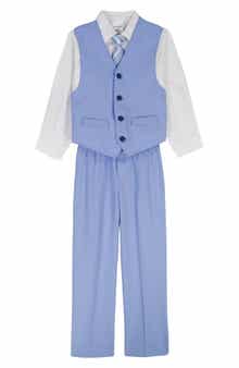 VAN HEUSEN Kids' Polka Dot Button-Up Shirt, Vest, Pants & Stripe Tie Set