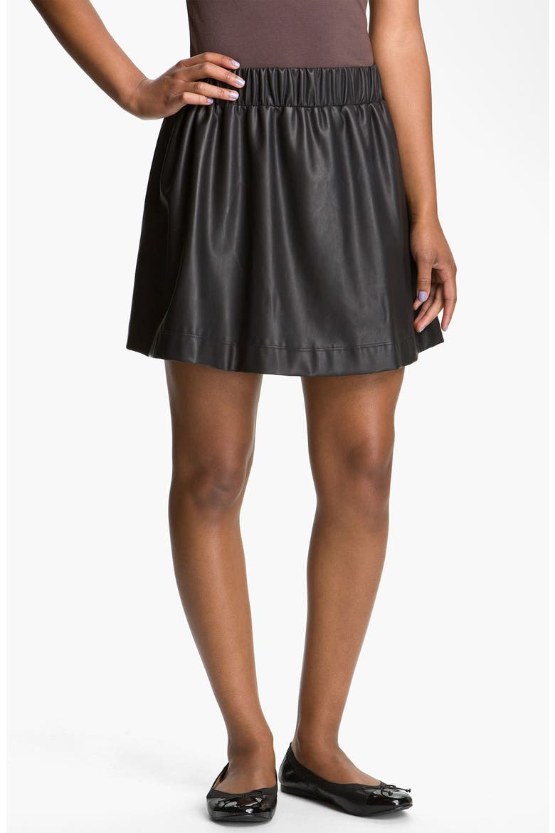 Faux Leather Skirt, Main, color, BLACK