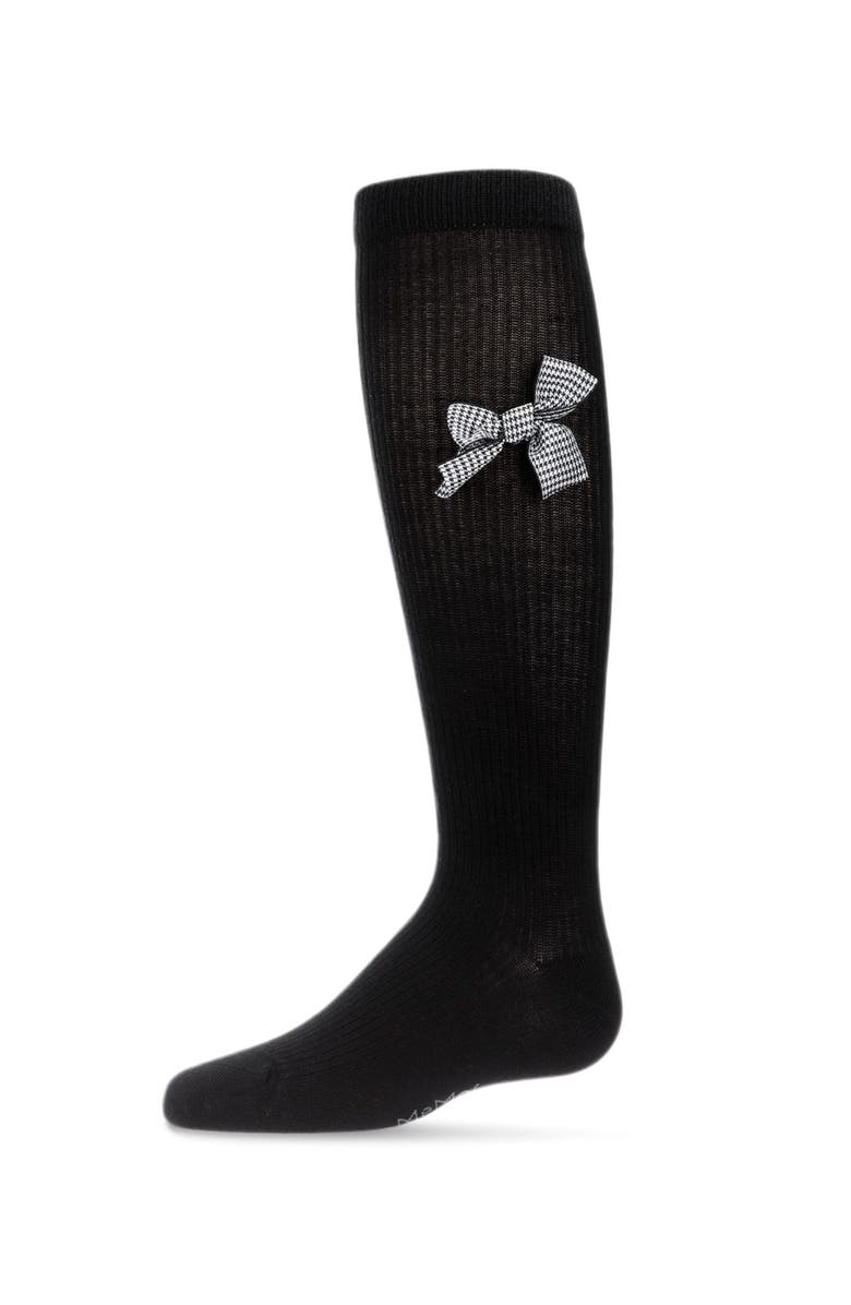 MeMoi Herringbone Thin Ribbed Knee High, Main, color, Black
