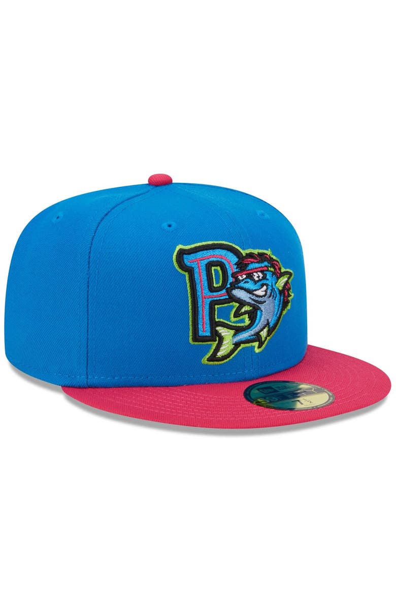 New Era Men's New Era Aqua Pensacola Blue Wahoos Theme Nights Pensacola Mullets Alternate 1 59FIFTY Fitted Hat, Alternate, color,