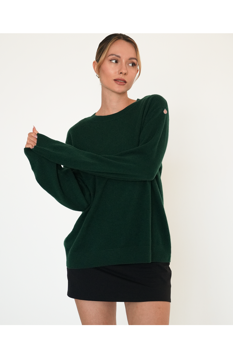 Rebody Active Beau Oversized Crewneck Cashmere Sweater, Alternate, color, Hunter Green