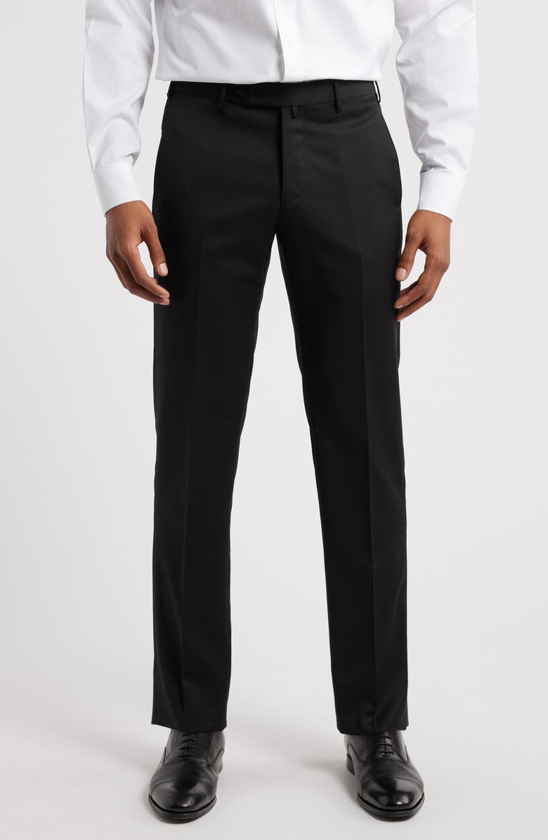 Zanella Parker Platinum Super 130's Gabardine Dress Pants, Main, color, Black