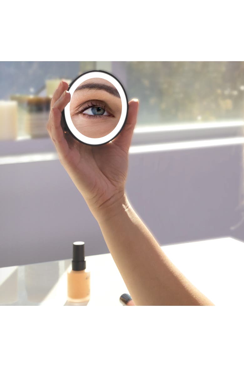 Lighted Compact Mirror with 10X Magnification & Suction Cup, Alternate, color, Pink
