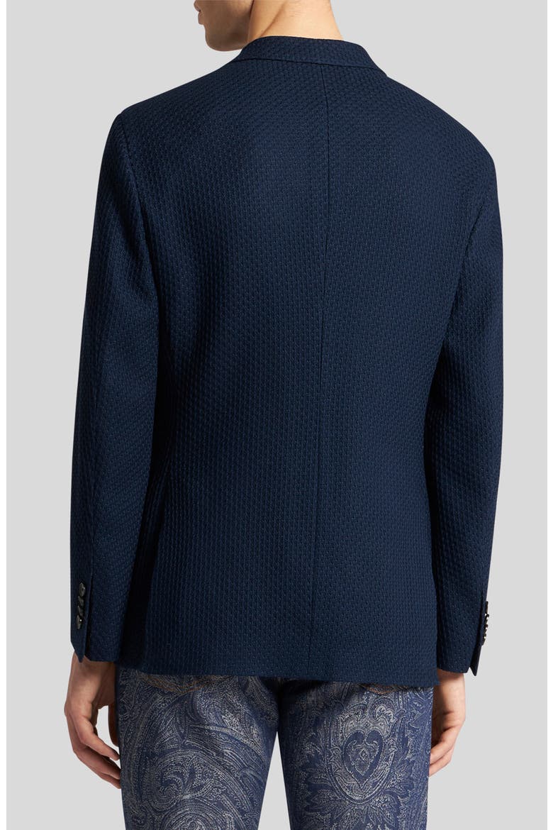 Roma Navy Textured Cotton Knit Blazer, Alternate, color, DARK BLUE