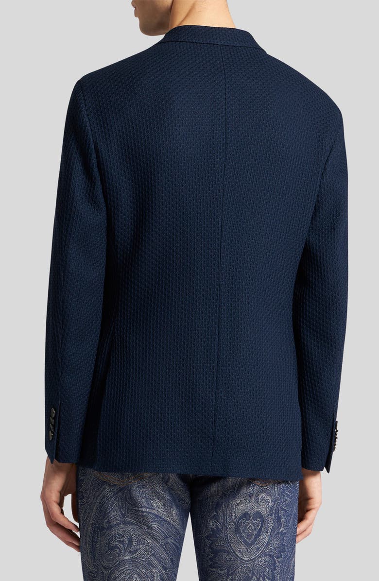 Etro Roma Navy Textured Cotton Knit Blazer, Alternate, color, Blue Scurissimo