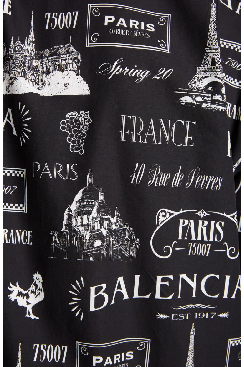 Paris Normal Fit Short Sleeve Button-Up Shirt, Alternate, color, BLACK/WHITE