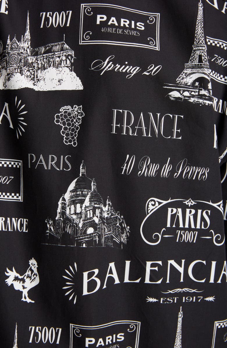 Balenciaga Paris Normal Fit Short Sleeve Button-Up Shirt, Alternate, color,