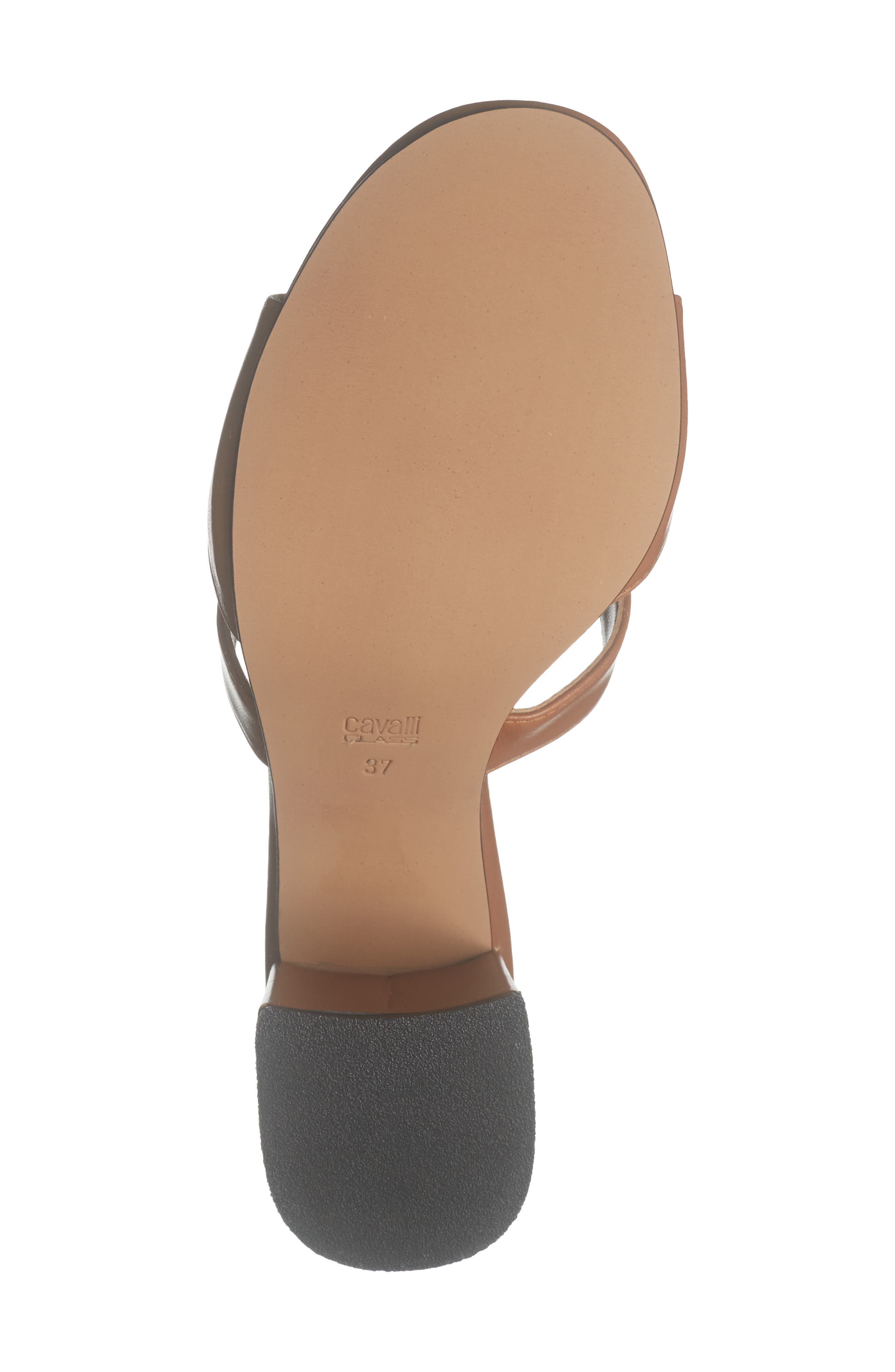 Roberto Cavalli Block Heel Slide Sandal, Alternate, color, Tan