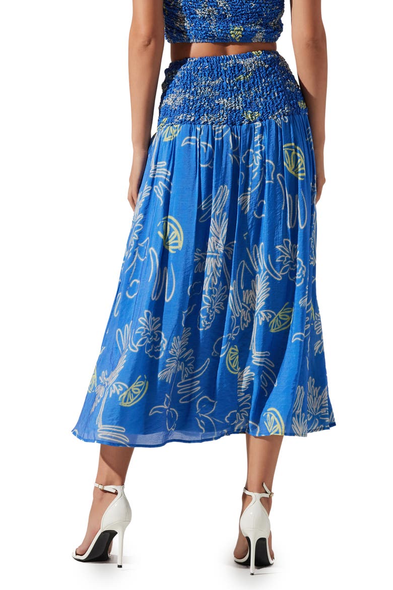 Tropical Print A-Line Skirt, Alternate, color, BLUE LEMON
