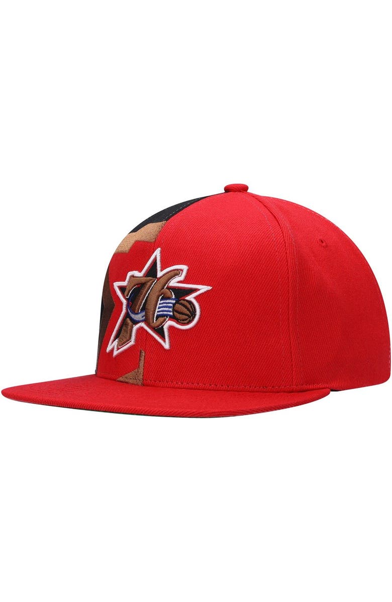 Mitchell & Ness Men's Mitchell & Ness Red Philadelphia 76ers Hardwood Classics Retroline Snapback Hat, Main, color, Red
