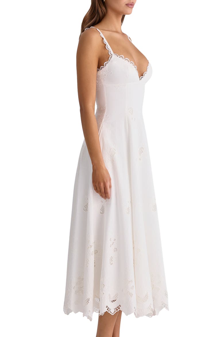 Tatiana Broderie Midi Dress, Alternate, color, WHITE