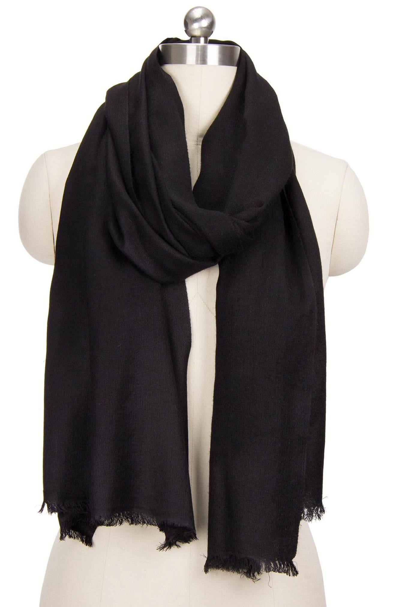 SAACHI Cashmere Silk Eyelash Fringe Scarf