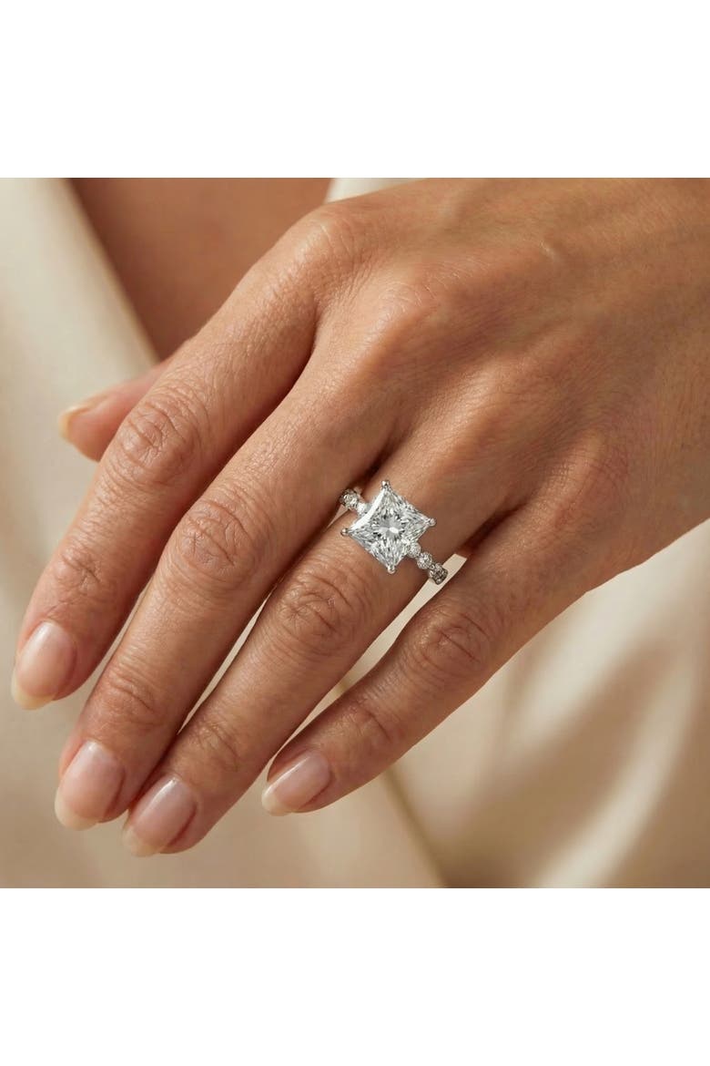 Certified Monica Princess Cut 3 1/2Ct Diamond Engagement Ring 14k Gold Lab Grown, Alternate, color, 14k White Gold