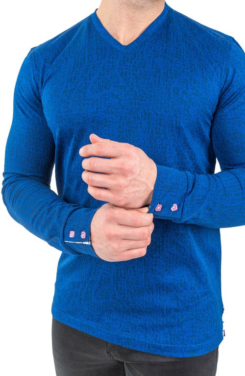 Maceoo Edison Solid V-neck Cotton Sweater In Blue