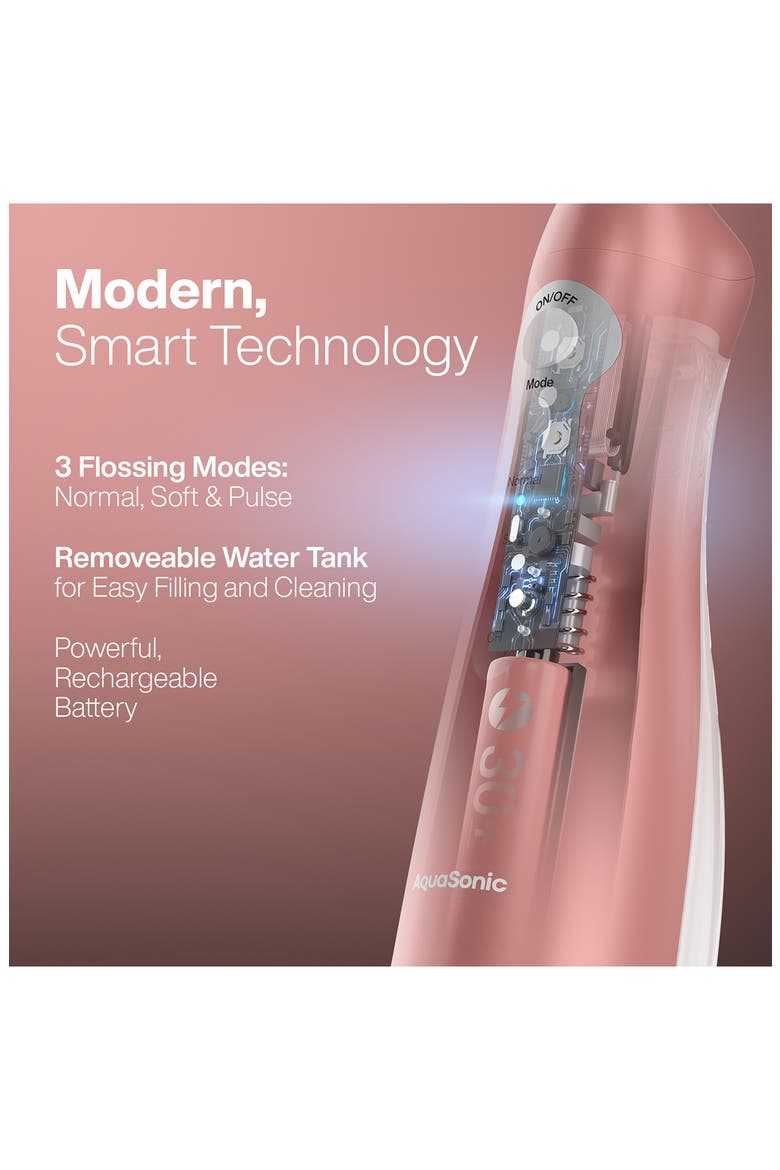Aqua Flosser Cordless Rechargeable Water Flosser in Rose Gold, Alternate, color, ROSE GOLD
