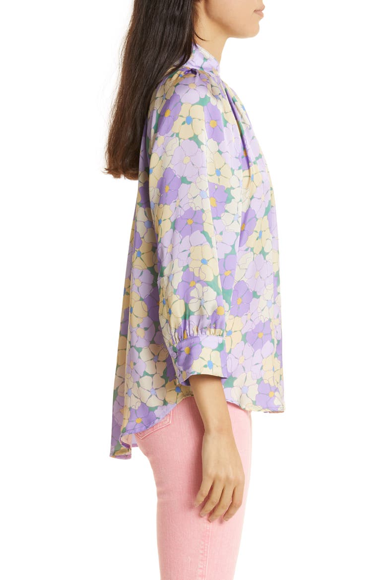 Floral Gathered Blouse, Alternate, color, LAVENDER FLORAL