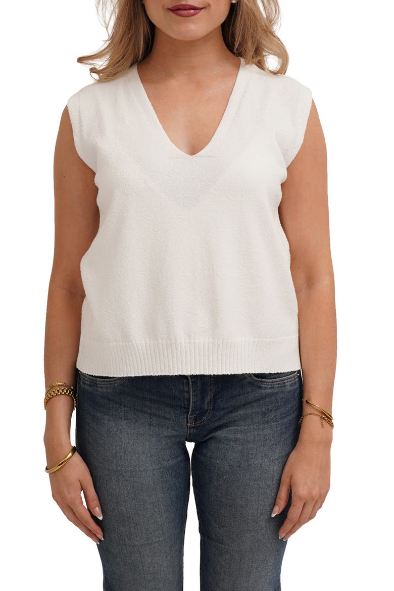 Sleeveless V-Neck Shell, Main, color, BONE