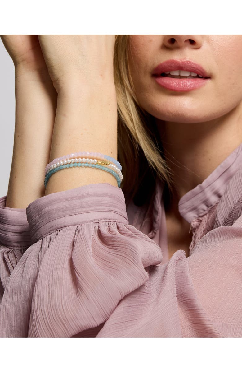 Ottoman Hands Waterproof Layered Beaded Bracelet, Alternate, color, Gold