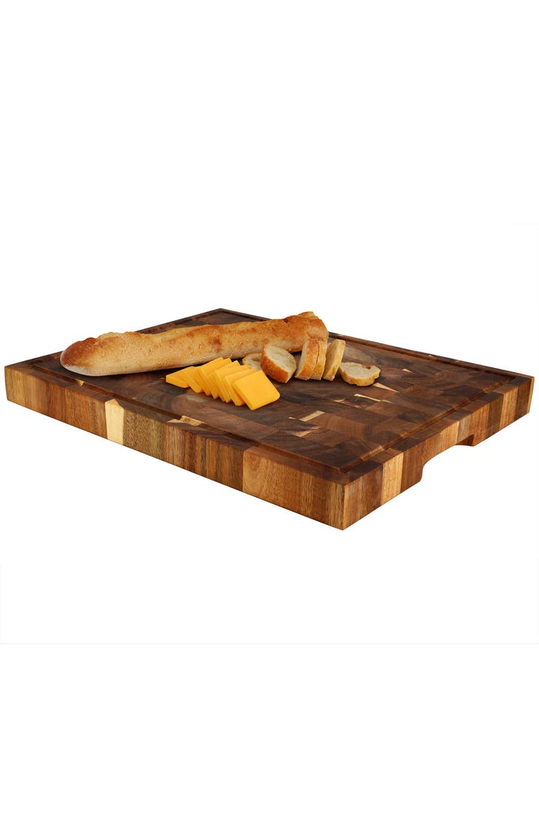 Megachef 17 x 13 Inch Acacia Wood Butcher Block Carving and Cutting Serving Board with Juice Groove, Main, color, Acacia