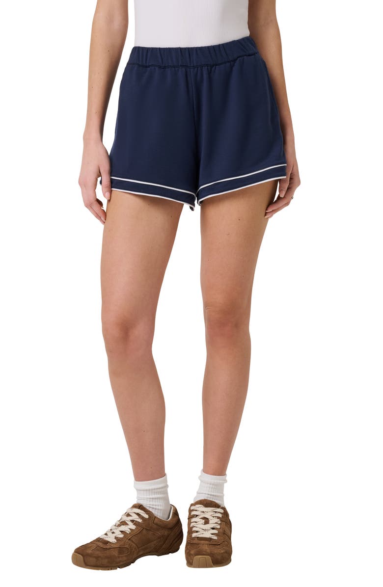 TravisMathew Cloud Terry Varsity Shorts, Main, color, Navy Blazer