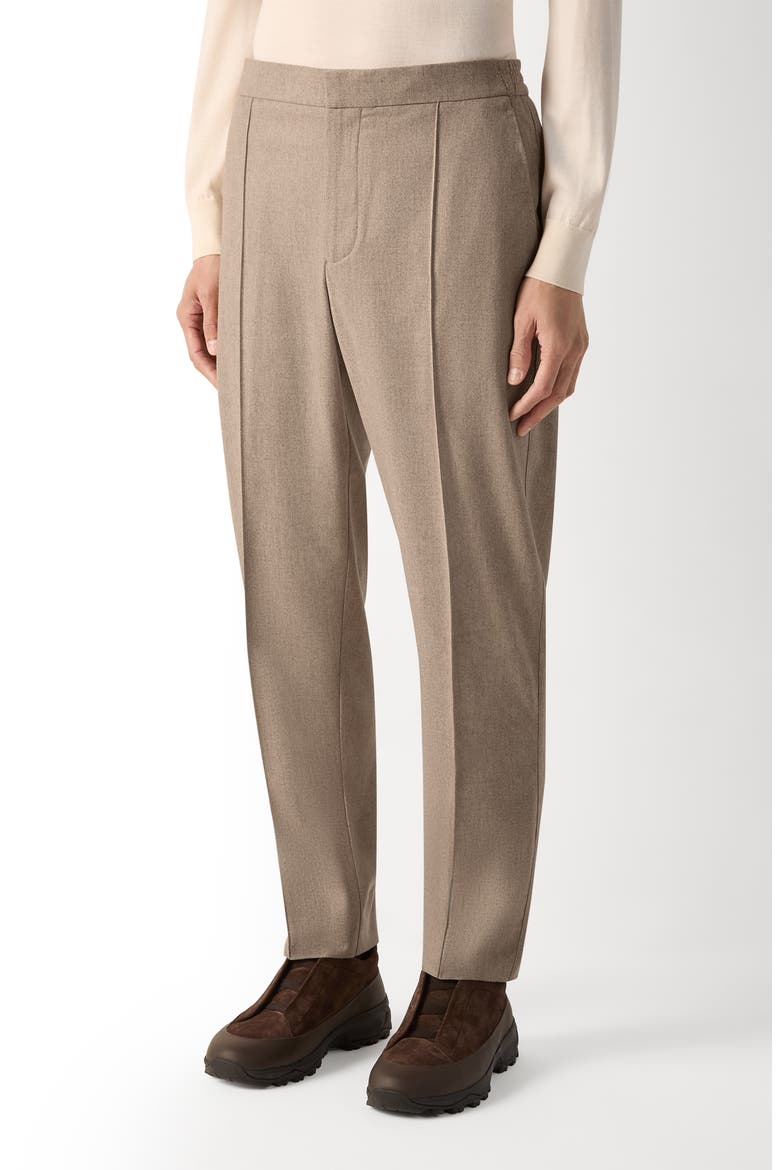 Wool Blend Pleated Trousers, Main, color, LIGHT TAUPE