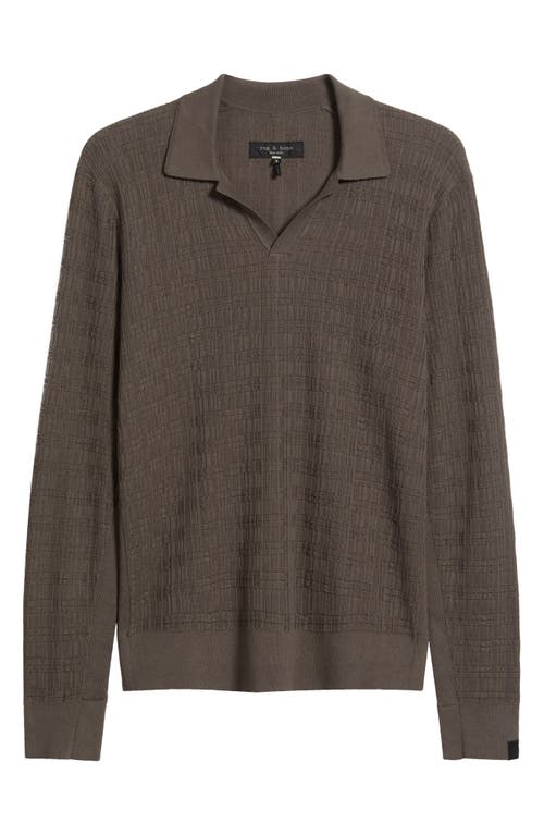 Rag & Bone Harvey Johnny Collar Relaxed Polo In Brown