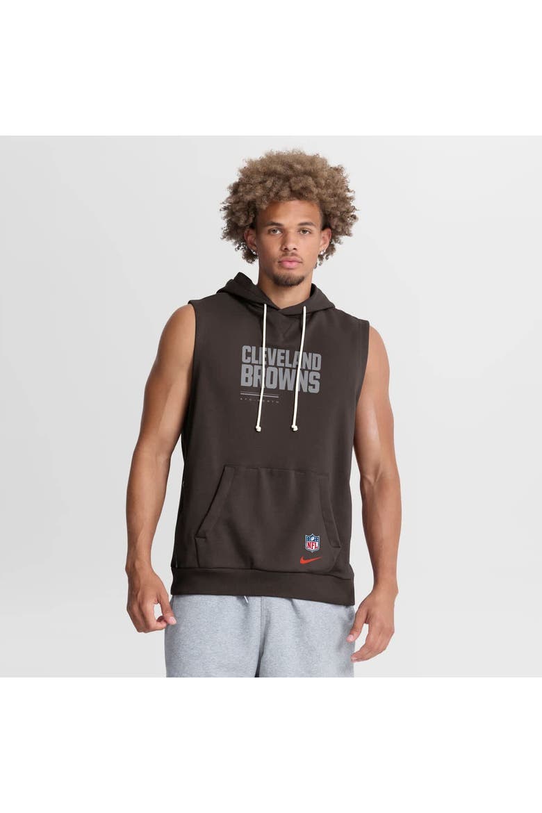 Men's Nike Brown Cleveland Browns Sideline Standard Issue Dri-FIT Sleeveless Hoodie, Main, color, Brown