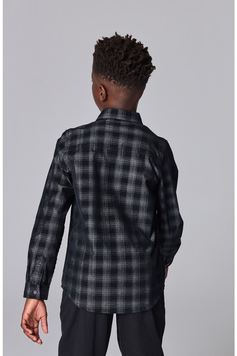 Kids' Check Long Sleeve Cotton Button-Up Shirt, Alternate, color, BLACK