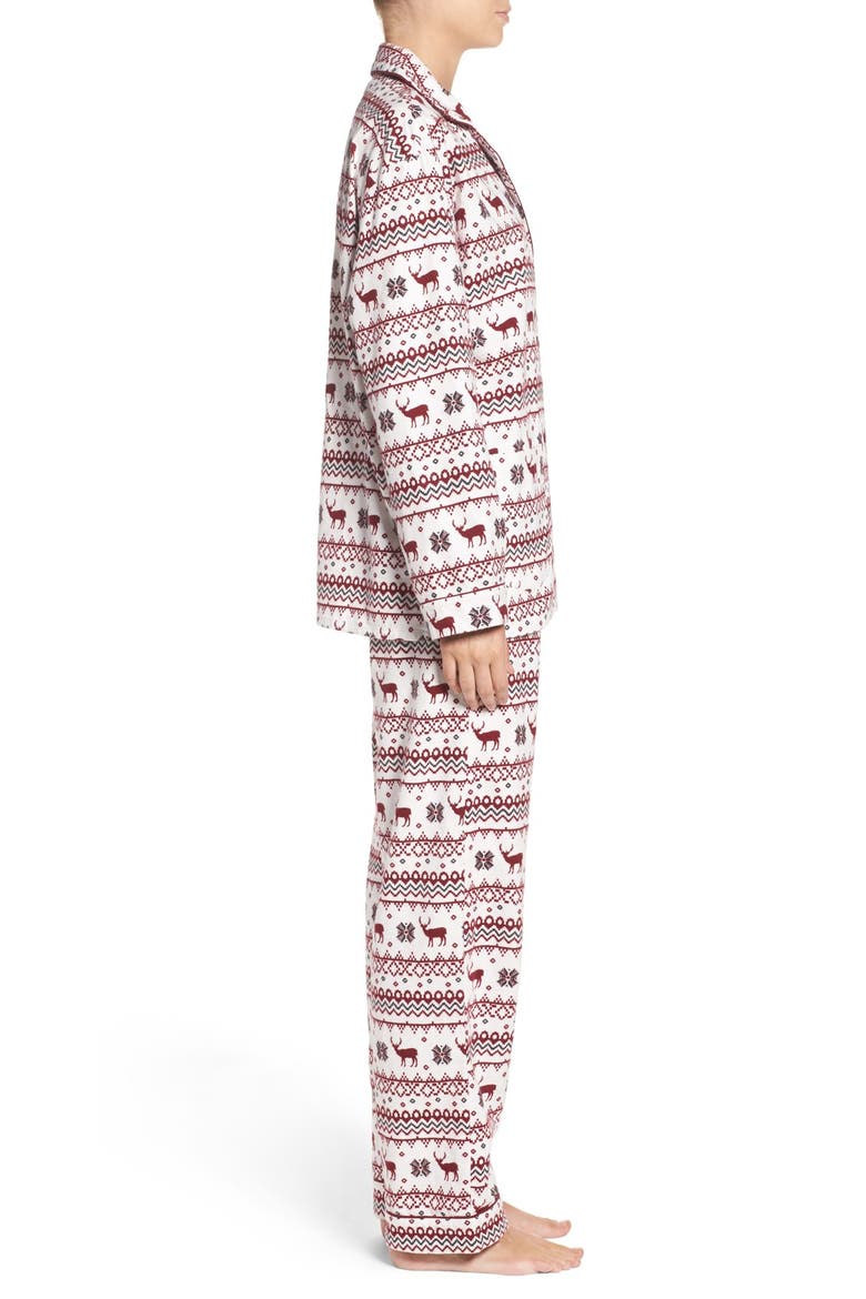 Print Flannel Pajamas, Alternate, color, IVORY