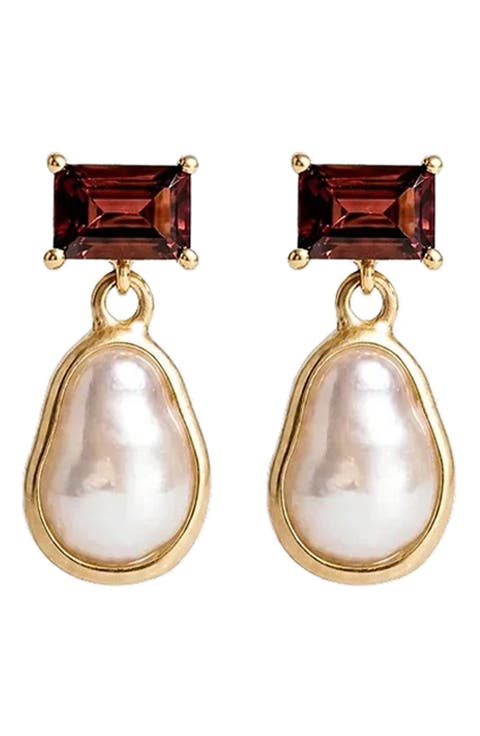 Spellbound Molten Garnet & Cultured Freshwater Pearl Drop Earrings