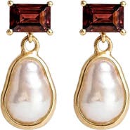 Awe Inspired Spellbound Molten Garnet & Cultured Freshwater Pearl Drop Earrings