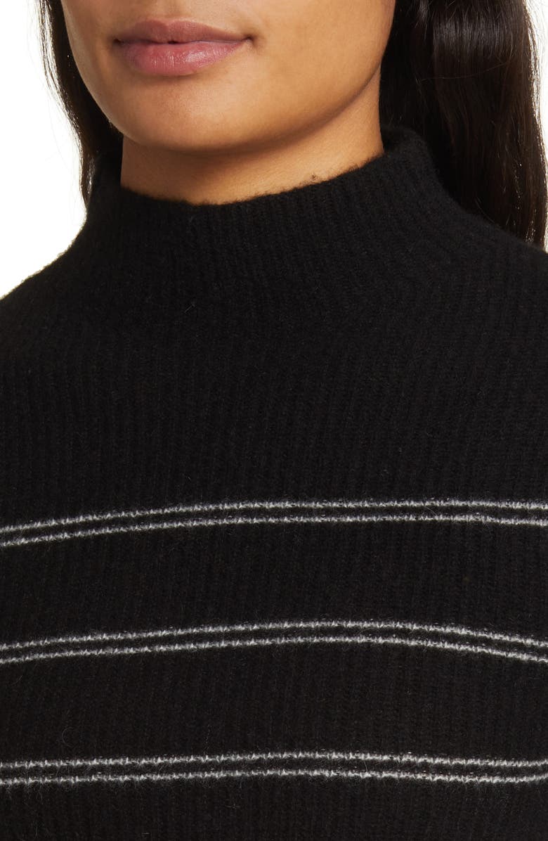 Magaschoni Rib Stripe Mock Neck Cashmere Sweater, Alternate, color,