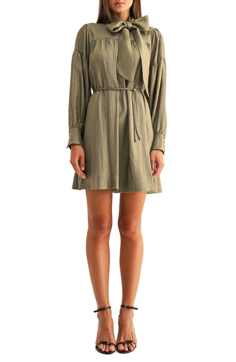 Daphne Metallic Long Sleeve Minidress
