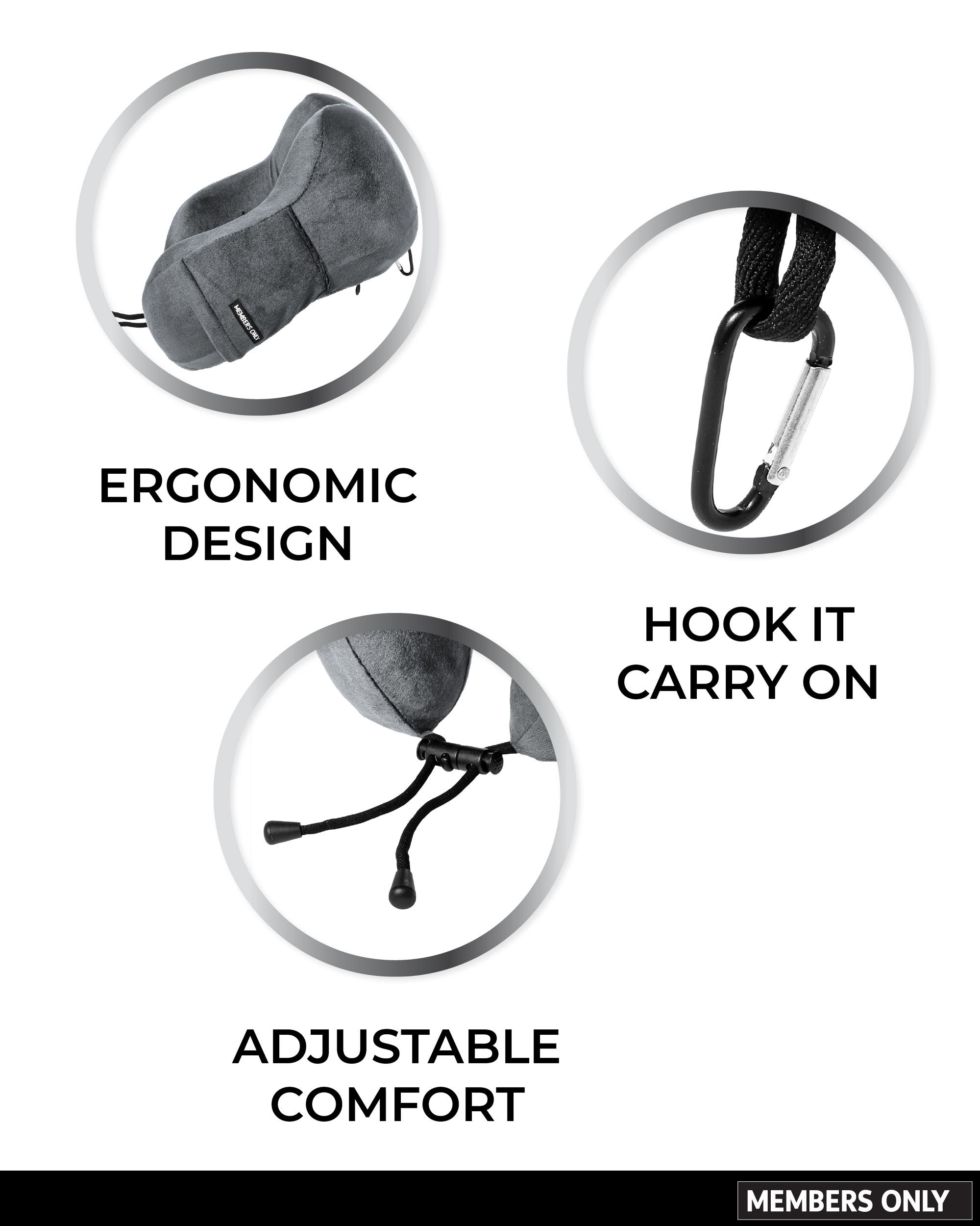 Members Only Memory Foam Travel Neck Pillow, Alternate, color, Black