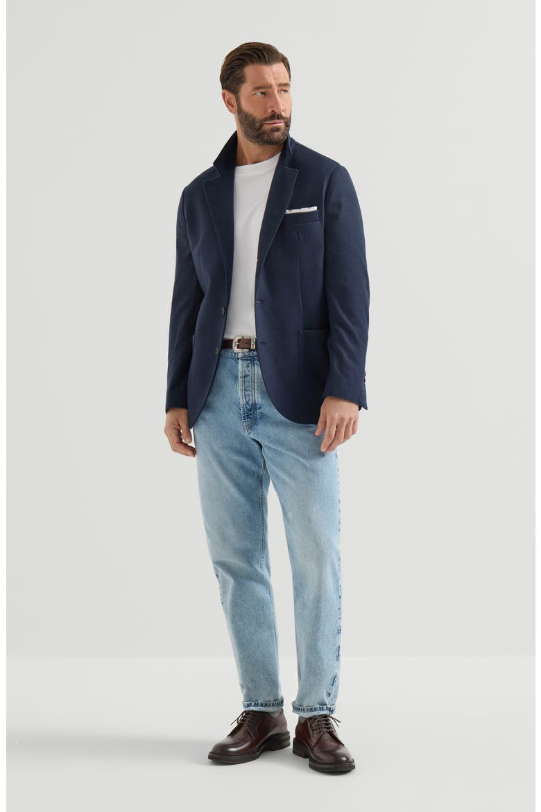 Cashmere jersey blazer with patch pockets, Alternate, color, Cobalt