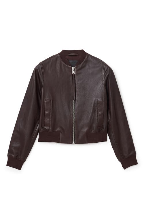 Allsaints Orten Leather Bomber Jacket In Burgundy
