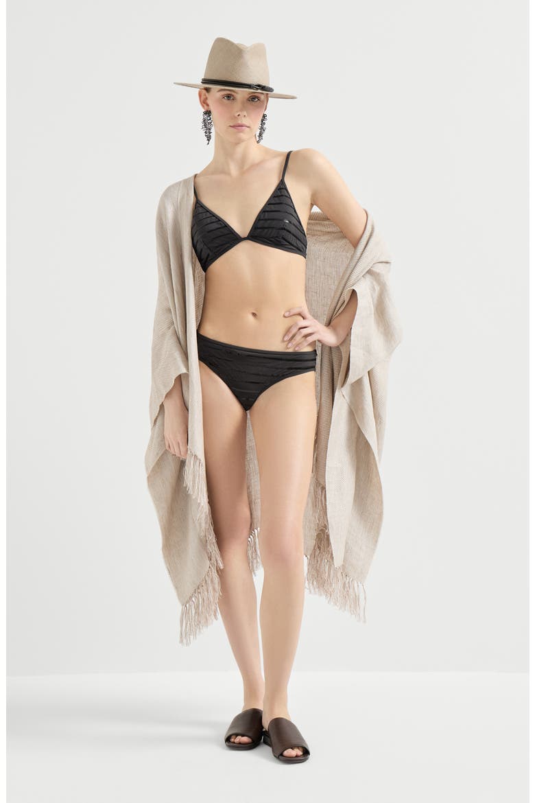 Dazzling stripes bikini top, Alternate, color, Lignite Grey
