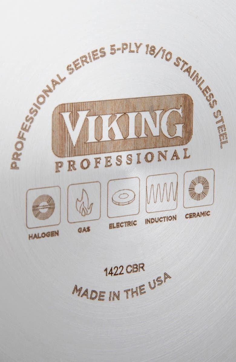 Viking Professional Eterna 12-Inch 5-Ply Nonstick Frying Pan with Lid, Alternate, color, Stainless Steel